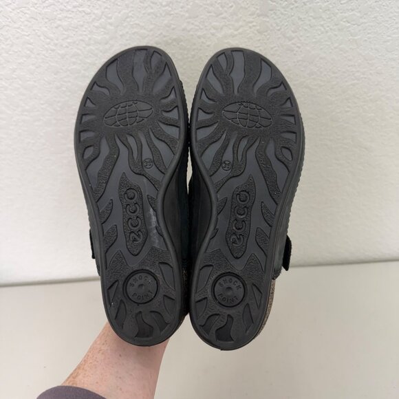 Ecco Cosmo Black Leather Cork Adjust Open Toe Sandals Shoe Womens sz 39 US 8-8.5 - Picture 9 of 9